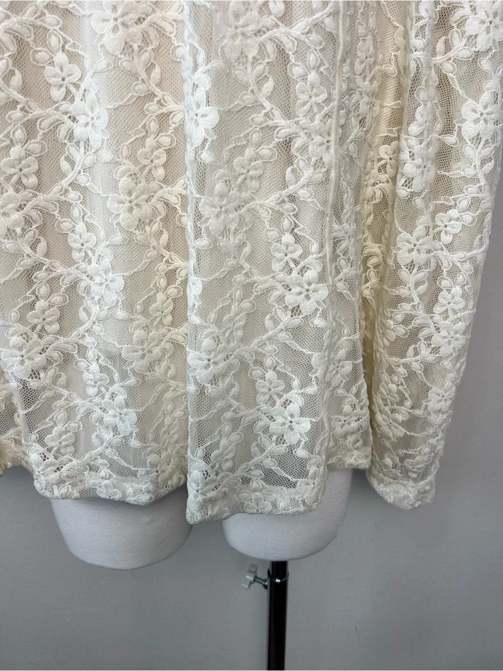 ZARA NWT Ecru Lace Maxi Dress Size S Sheer Mock Neck Wedding Bridal Boho - Picture 13 of 15